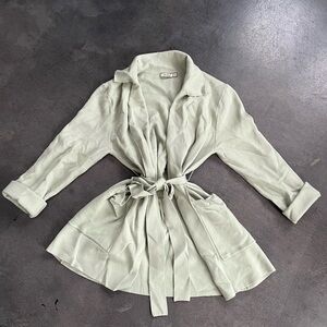Light Sage Tie-Waist Coat